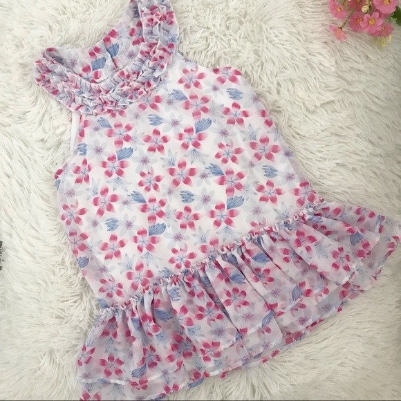 🌺 Calvin Klein Girl Floral Ruffled Dress 🌺 - Picture 1 of 7